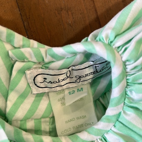 Isabel Garreton oversized collar bubble romper 12 months green stripe boutique - Picture 5 of 8
